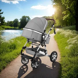 Tectake tectake® Kombi-Kinderwagen, Grau, Kunststoff, 63x120x100 cm,