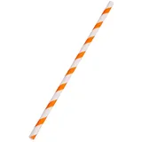 Trinkhalme aus Papier orange/weiß gestreift 6 x 19,7 cm (Durchmesser x Länge), 100 Stück