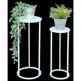 DanDiBo Ambiente DanDiBo Blumenhocker Metall Weiß Rund Blumenständer Beistelltisch 96483 2er Set Blumensäule Modern Pflanzenständer Pflanzenhocker