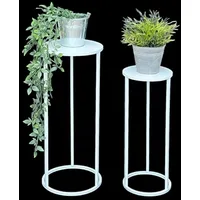 DanDiBo Ambiente DanDiBo Blumenhocker Metall Weiß Rund Blumenständer Beistelltisch 96483 2er Set Blumensäule Modern Pflanzenständer Pflanzenhocker