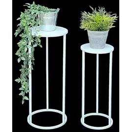 DanDiBo Ambiente DanDiBo Blumenhocker Metall Weiß Rund Blumenständer Beistelltisch 96483 2er Set Blumensäule Modern Pflanzenständer Pflanzenhocker