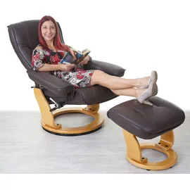 Robas Lund Relaxsessel Halifax Leder 86 x 105 x 82 cm Braun mit Hocker