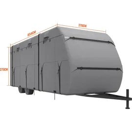 Vevor Wohnwagen-Schutzhülle für 7,3-8,2 m Wohnwagen, Wohnwagenabdeckung aus Vliesstoff wasserdicht Winddicht, Universal-Wohnwagenhülle mit Aufbewahrungstasche, Reparaturflicken, Gurten, Klebeband