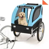 Costway - Hundeanhänger für Fahrrad, bis 40 kg, Fahrradanhänger für kleine & mittelgroße Hunde, klappbar Hundebuggy Blau