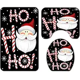 Morbuy 3-teiliges Badvorleger-Set Duschmatte + Konturmatte + WC-Deckelbezug, Weihnachtsmann rutschfeste Badvorleger für Küche, Weihnachten (Weihnachtsmann)