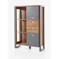 Furn.design Badezimmer Highboard Auburn Eiche Stirling und Matera grau