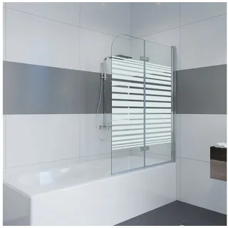 IMPTS Badewannenaufsatz Duschwand für Badewanne Faltwand Duschtrennwand, Glas Alu, (2 tlg., 2 TLG), Duschabtrennung für Badewanne 100 cm x 140 cm