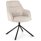 Esszimmerstuhl Grant aus Stoff, modern gepolstert, Beige, stabiles Metallgestell, komfortabel für Dein Zuhause