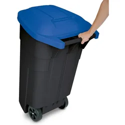 BRB Wertstoffsammler, Inhalt 100 Liter, Korpus anthrazit, Deckel blau