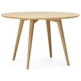 KADIMA DESIGN Esstisch Runder Skandinavischer Tisch, Echtholzfurnier, 120cm, Küchentisch Holz, Bodenschoner beige