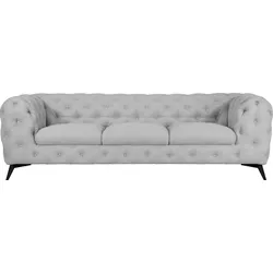 Chesterfield-Sofa LEONIQUE "Glynis", grau, B:243cm H:75cm T:99cm, Struktur (100% Polyester), Samtoptik (100% Polyester), Sofas, aufwändige Knopfheftung, moderne Chesterfield Optik, Fußfarbe wählbar