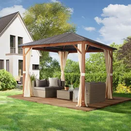 TOOLPORT Gartenpavillon 3 x 3 m braun/champagner