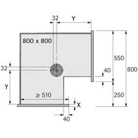Hettich Küchenunterschrank Eckschrankdrehbeschlag Revo 90° 9080040 KB 800mm, silber