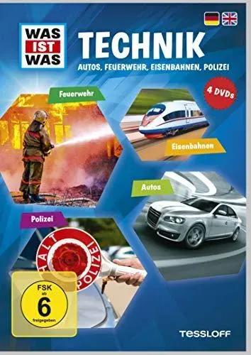 Was ist Was: Technik - Autos, Feuerwehr, Eisenbahnen, Polizei [4 DVDs] (Neu differenzbesteuert)