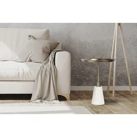 Kayoom Beistelltisch "Grant 125, aus Handmanufaktur", gold (weiß, gold, weiß, gold), B:38cm H:51cm T:38cm, 95% Eisen, 5% Aluminium / Sockel: Marmor, Tische, Beistelltisch, Runder Tisch, Ablagefläche aus Metall, Sockel aus Marmor