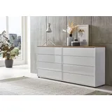 BMG Möbel Kommode Mailand Set 1 Artisan (in Weiß-Oberboden Artisan Eiche/Hochglanz Weiß), Schubladenkommode Anrichte Sideboard