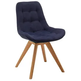 CARRYHOME Stuhl, Dunkelblau, Textil, Wildeiche, massiv, 56x84x63 cm, Stoffauswahl, Sitzfläche 180° drehbar, automatische Rückholfunktion, Esszimmer, Stühle, Esszimmerstühle, Vierfußstühle