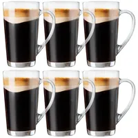 KONZEPT Latte-Macchiato-Tasse Latte Macchiato Gläser Set mit Henkel, Set Kaffeegläser 350 ml, 6-tlg., 6/12-er Set aus transparentem Glas