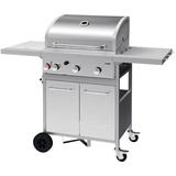 Gasgrill, Barbecue-Grill, 3+1 Edelstahl 12,8 KW, Außenküche mit Sichtfenster