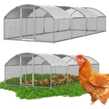 Randaco Freilaufgehege 3 X 8 X 2m Mit Sonnendach Und Verzinkten Gitterstäben, Außengehege Als Voliere Hühnerstall Oder Hasenstall, Kleintiergehege Mit Riegel