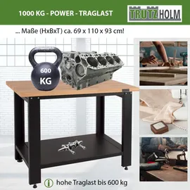 Baumarktplus Werkbank Profiline XL freistehend 110 x 69 cm 600 kg robust Stahl Holz Werkstatttisch Schranksystem