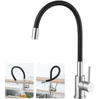 CECIPA Flexibler Wasserhahn Küche Schwarz 360° Schwenkbar, Mischbatterie Küche Schwarz Hochdruck, Spültischarmatur Edelstahl, Küchen Wasserhahn für Spüle, Einhebelmischer Armatur - SOFETIY SERIE