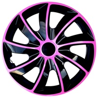 NRM Radkappen QUAD Bicolor, 14 in Zoll, Radzierblenden für Stahlfelgen Zweifarbige Radkappen Satz 4er Set 14" rosa|schwarz Euroelectronics GmbH