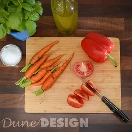 Dune Design 2er-Set Bambus-Servierbrett + Dip-Schale 30x25cm Holz-Steak-Teller Speiseteller