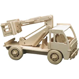 Pebaro 863/2 Holzbausatz Hubwagen, 3D Puzzle, Modellbausatz, Basteln mit Holz, Holzpuzzle, vorgestanzte Holzplatte, inkl. Schmirgelpapier, ausbrechen, zusammenstecken, fertig, Geschenkidee