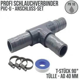 DeinSchlauch24 T-Stück 40 mm PVC grau