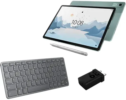 Lenovo Tab P12 with Matte Display 8GB 128GB Wifi - Sage Green + Pen, Wireless Keyboard & Charging Adaptor MediaTek Dimensity 7050 Processor 2.60 GHz , Android, 128 GB UFS 2.2 - BTBUNDLEUK33