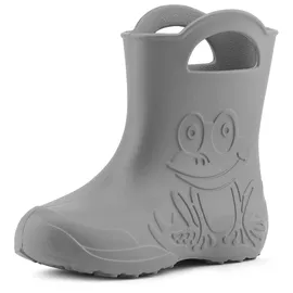 Ladeheid Eva Kinder Gummistiefel für Jungen Mädchen Regenschuhe Bequeme und wasserdichte Regenstiefel Kinder LA-CA-01 (grau, 32/33 EU). - Grau - 32/33