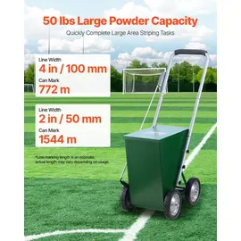 Vevor Trockenlinienmarkierer Linienmarker (5 / 10 cm Linien) Trockenlinienkreide für das Feld, mit Gummi-Einstellgriff, große Pulverkapazität von 22,7 kg, für Baseball- und Softball-Infield, grün