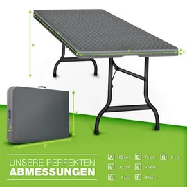CASARIA Klapptisch 180 x 75 x 73 cm schwarz
