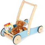 Pinolino Uli Lauflernwagen mit Bremssystem & Gummirädern - Lauflernhilfe in Blau Holz