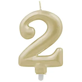 Papstar Zahlenkerze mit Halter 7 cm 2 St. Gold
