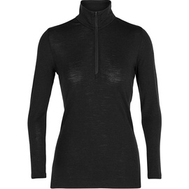 Icebreaker Damen 100% Merino Wolle Everyday Langarmshirt mit halben Reißverschluss - 175 Ultraleichtes Material - Schwarz, M