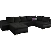 Wohnlandschaft mit Bettfunktion Polstergarnitur Ecksofa mit Schlaffunktion und Bettkasten Couch für Wohnzimmer Schlafsofa Sofagarnitur Sofa Eckcou... - Schwarz