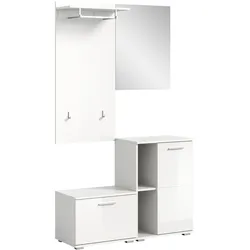 Inn.Furn Garderobe Set 4-teilig weiß Hochglanz 110 cm Grazie