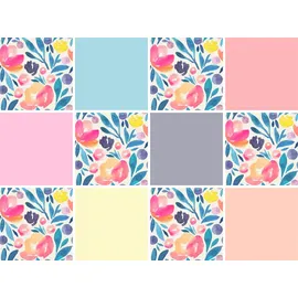 Queence Fliesenaufkleber Blumen 12er Set 15 cm x 15 cm