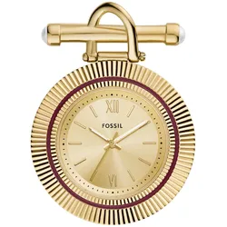 Quarzuhr FOSSIL "SCARLETTE", gold (goldfarben), Armbanduhren, Damen, Damenuhr, Brosche, Ansteckschmuck, ideal auch als Geschenk