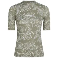 O'Neill Essentials Skin Damen Rashguard Kurzarm - Green Textured
