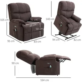 Homcom Sessel mit Aufstehhilfe Polyester, Mehrschichtenplatte, Stahl, Schaumstoff