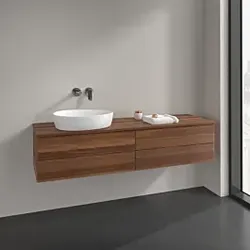 Villeroy und Boch Antao Waschtisch-Unterschrank L26112HM 160x36x50cm, Waschbeckenplattenfarbe warm walnut, warm walnut, mit Beleuchtung
