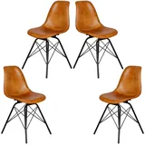 Casa Moro Esszimmerstuhl Lederstuhl Cognac Braun Schalensitz (Schicker Echtleder Konferenzstuhl Esszimmerstuhl Mid-Century Look), Echtleder Stuhl. 1er, 2er, 4er & 6er Set Esszimmerstühle braun
