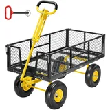 VIVOHOME Gartenwagen Metall Faltbar mit 410kg Tragkraft und Abnehmbaren Seiten, Bollerwagen Stabil und Robust mit 180° Drehbarem Griff und 25,4cm Luftreifen für Garten Schwarz