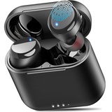 TOZO T6 In-Ear Kopfhörer Kabellos Bluetooth 5.3 mit ENC Noise Cancelling, 50 Std. Wiedergabe, Tiefer Bass, IPX8 Wasserdicht, Ladeetui, Touch und App-Steuerung – Schwarz