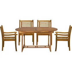 Möbilia Sitzgruppe 4 x Stühle + 1 x Ausziehtisch Akazie natur