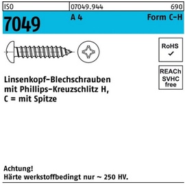 Reyher Blechschraube ISO 7049 LIKO Spitze/PH C 5,5x 22-H A 4 500 Stück