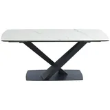 Vente-Unique Esstisch, Schwarz, Weiß, Glas, Keramik, 6-Sitzer, Rechteckig, 220x76x90 cm, Esszimmer, Tische, Esstische